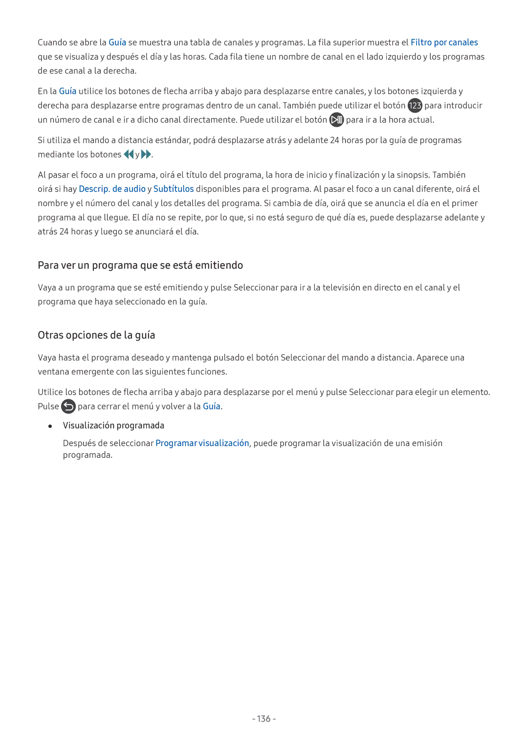 Samsung UE55M6305AKXXC, UE43M5502AKXXH manual Para ver un programa que se está emitiendo, Otras opciones de la guía 