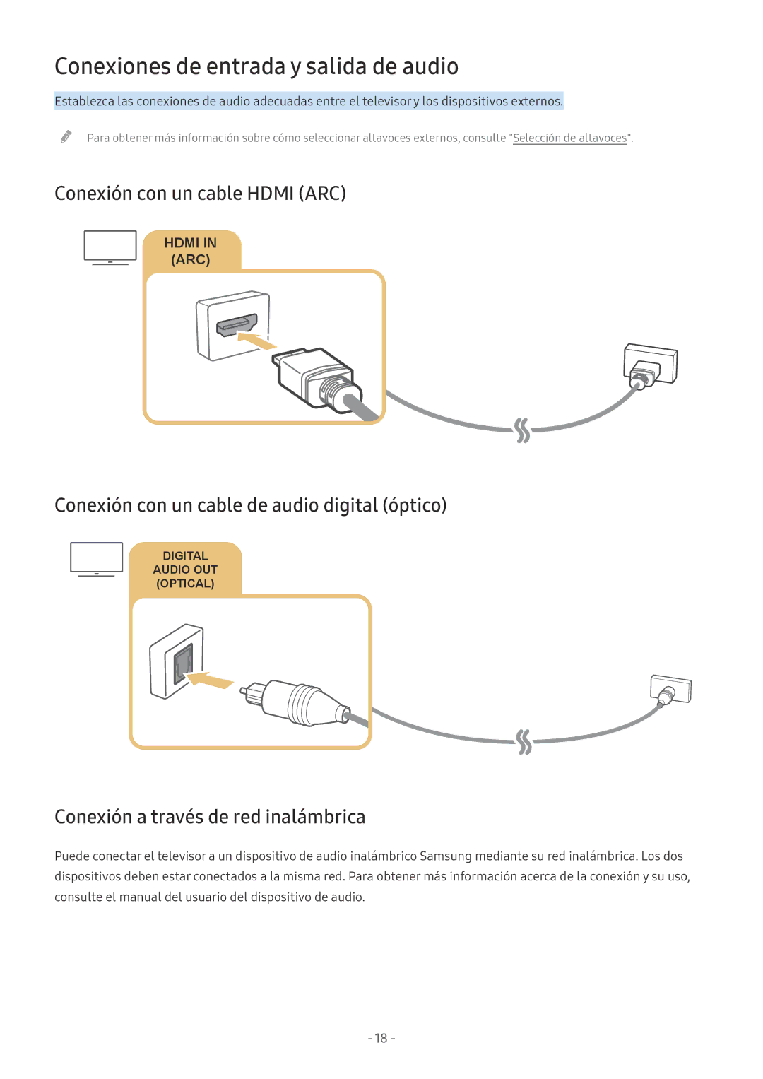 Samsung UE32M5575AUXXC, UE43M5502AKXXH manual Conexiones de entrada y salida de audio, Conexión con un cable Hdmi ARC 