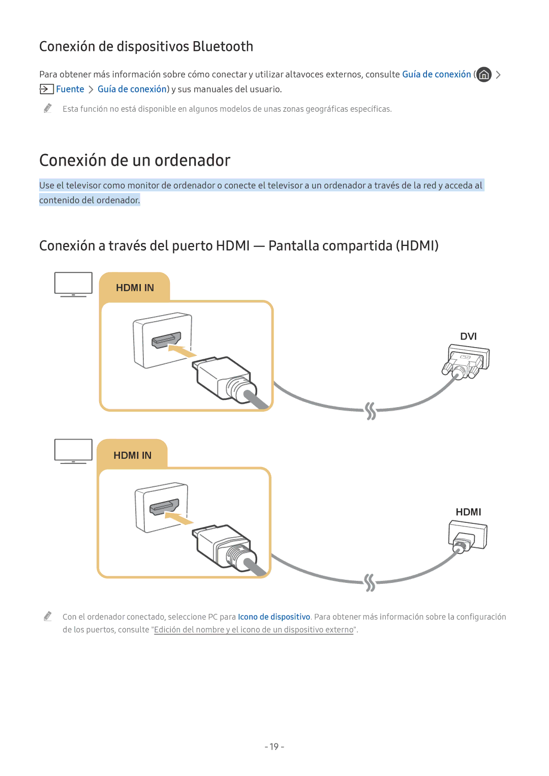 Samsung UE32M5505AKXXC, UE43M5502AKXXH, UE49M5502AKXXH manual Conexión de un ordenador, Conexión de dispositivos Bluetooth 