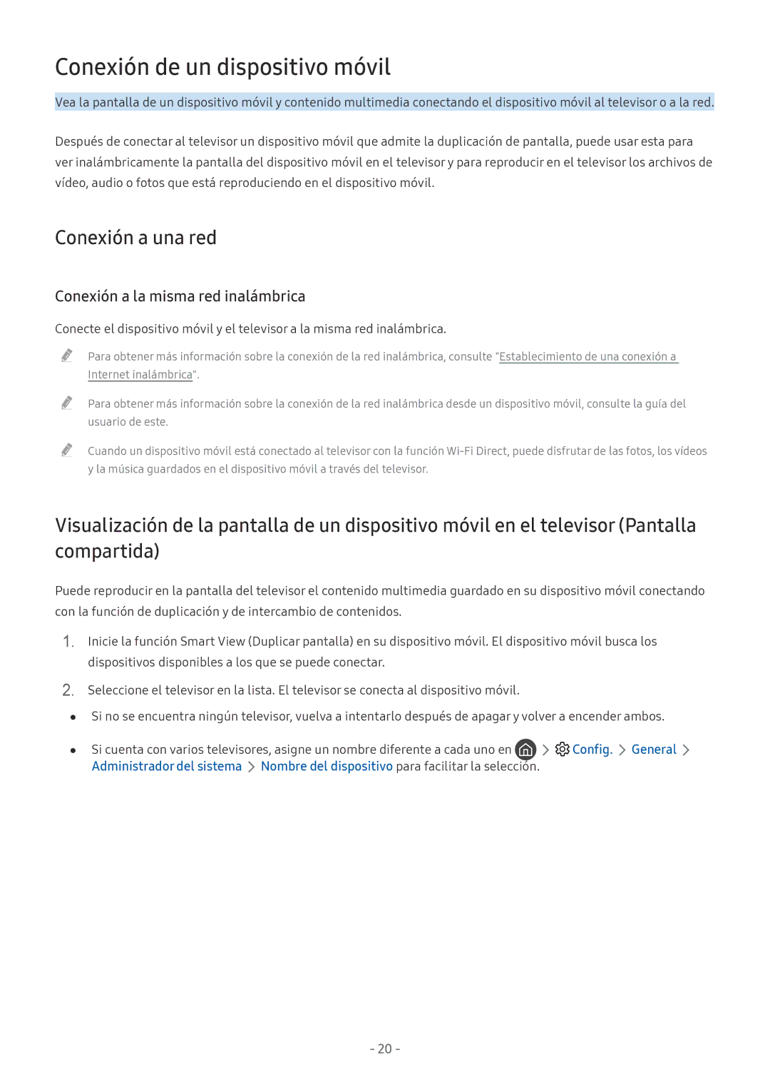 Samsung UE55M5505AKXXC manual Conexión de un dispositivo móvil, Conexión a una red, Conexión a la misma red inalámbrica 