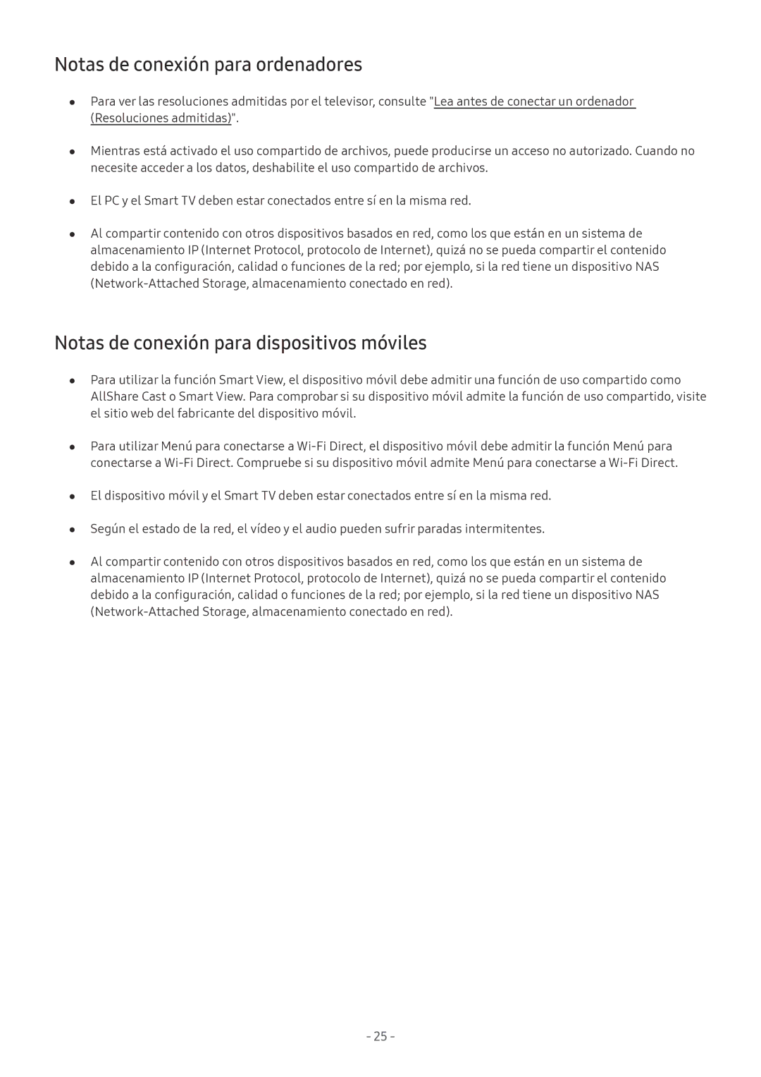 Samsung UE49M6372AUXXH, UE43M5502AKXXH Notas de conexión para ordenadores, Notas de conexión para dispositivos móviles 