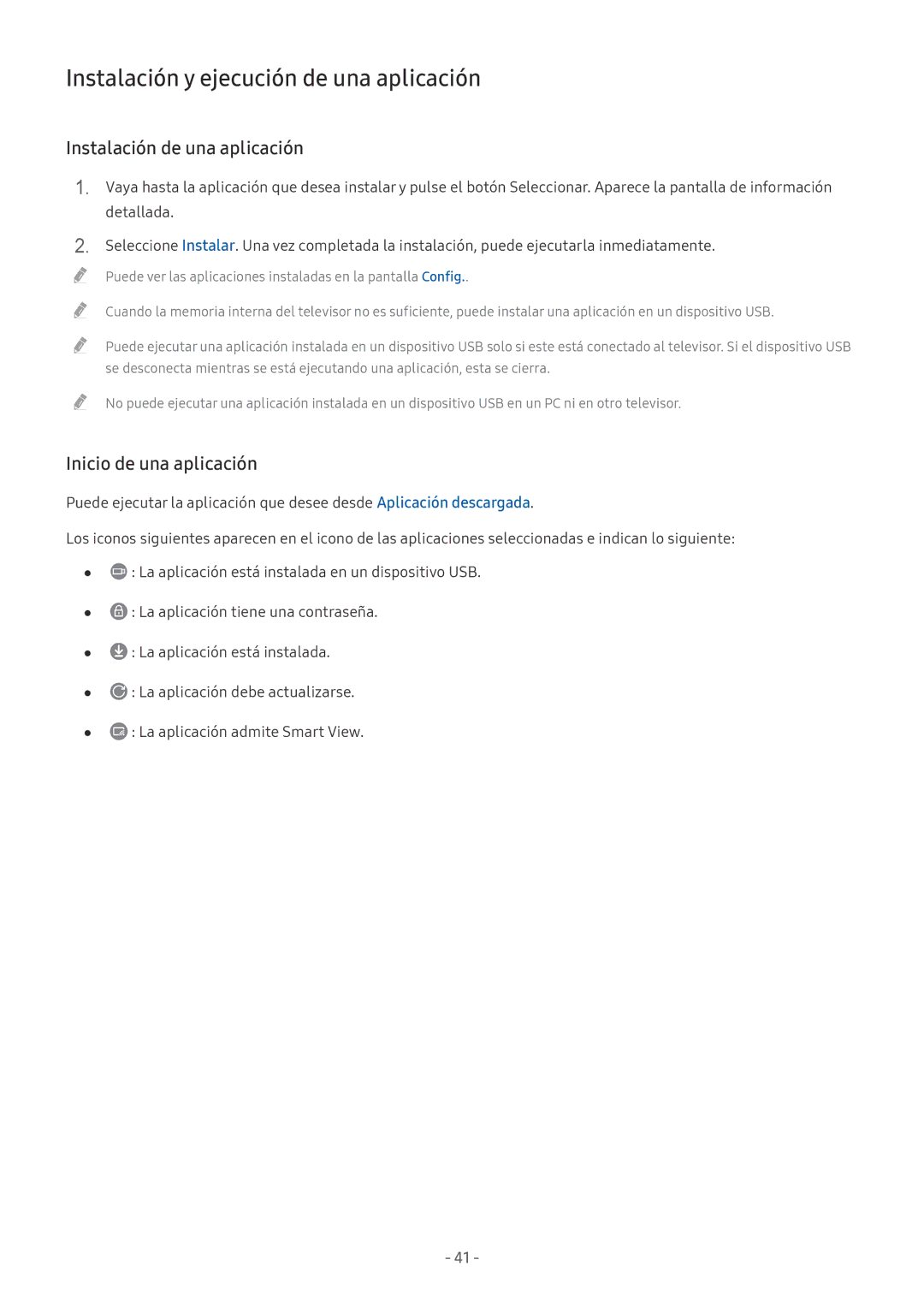 Samsung UE55M6305AKXXC Instalación y ejecución de una aplicación, Instalación de una aplicación, Inicio de una aplicación 