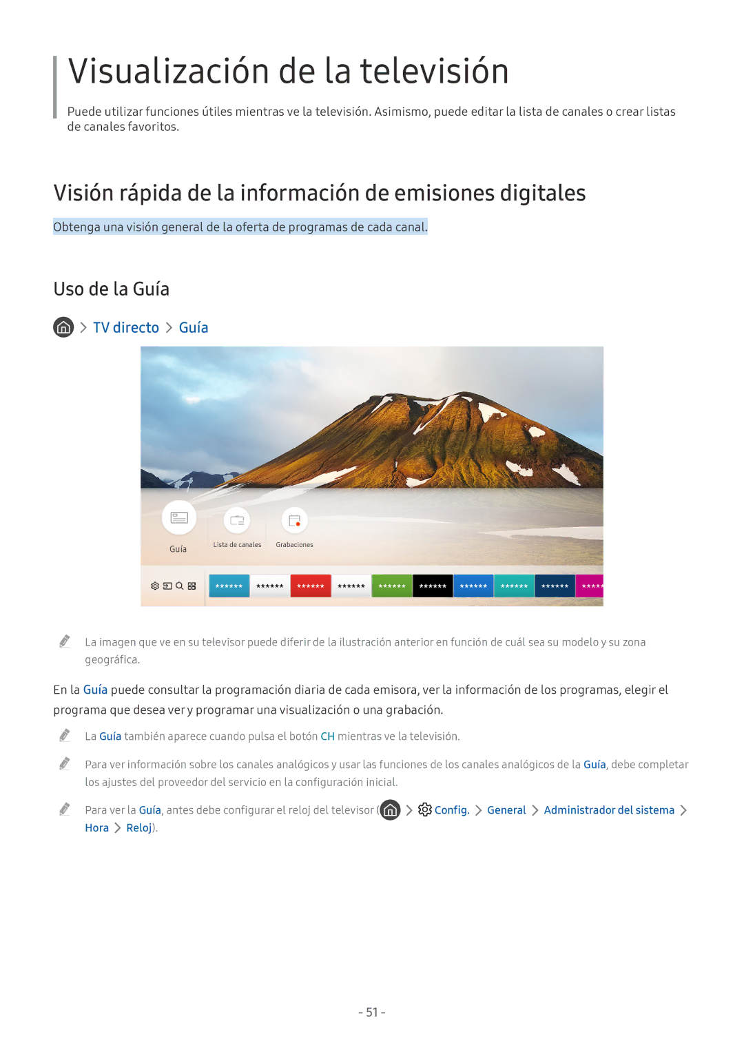 Samsung UE43M5502AKXXH manual Visión rápida de la información de emisiones digitales, Uso de la Guía, TV directo Guía 