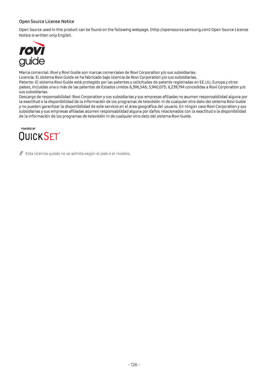 Samsung UE43M5505AKXXC manual Open Source License Notice, Esta licencia quizás no se admita según el país o el modelo 