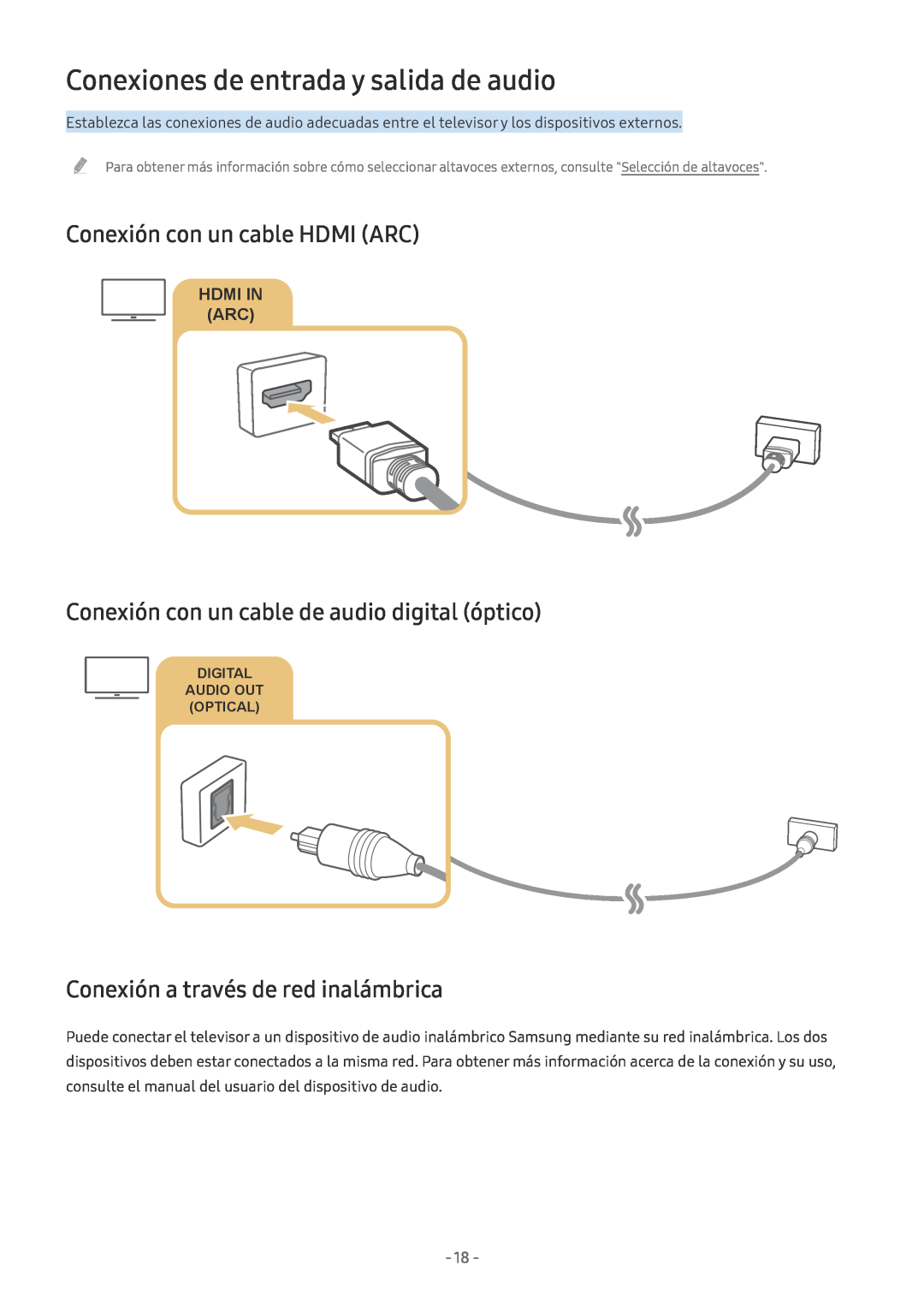 Samsung UE32M5575AUXXC manual Conexiones de entrada y salida de audio, Conexión con un cable HDMI ARC, Hdmi In Arc 