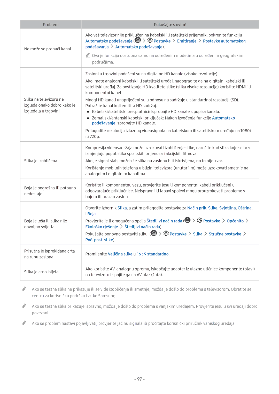 Samsung UE49M5582AUXXH, UE43M5522AKXXH Podešavanja Automatsko podešavanje, Boja, Ekološko rješenje Štedljivi način rada 