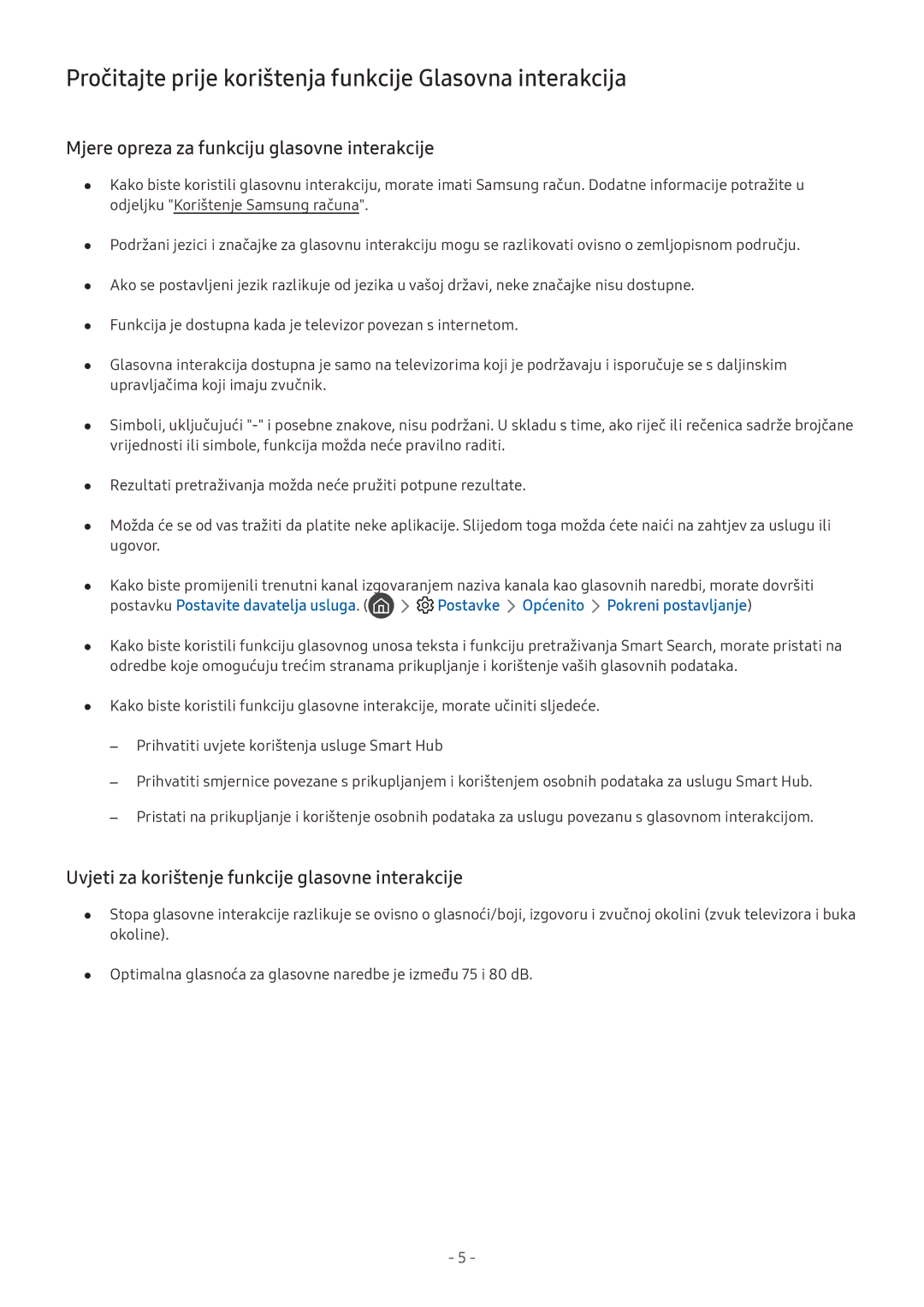 Samsung UE43M5672AUXXH, UE43M5522AKXXH, UE32M5522AKXXH manual Pročitajte prije korištenja funkcije Glasovna interakcija 
