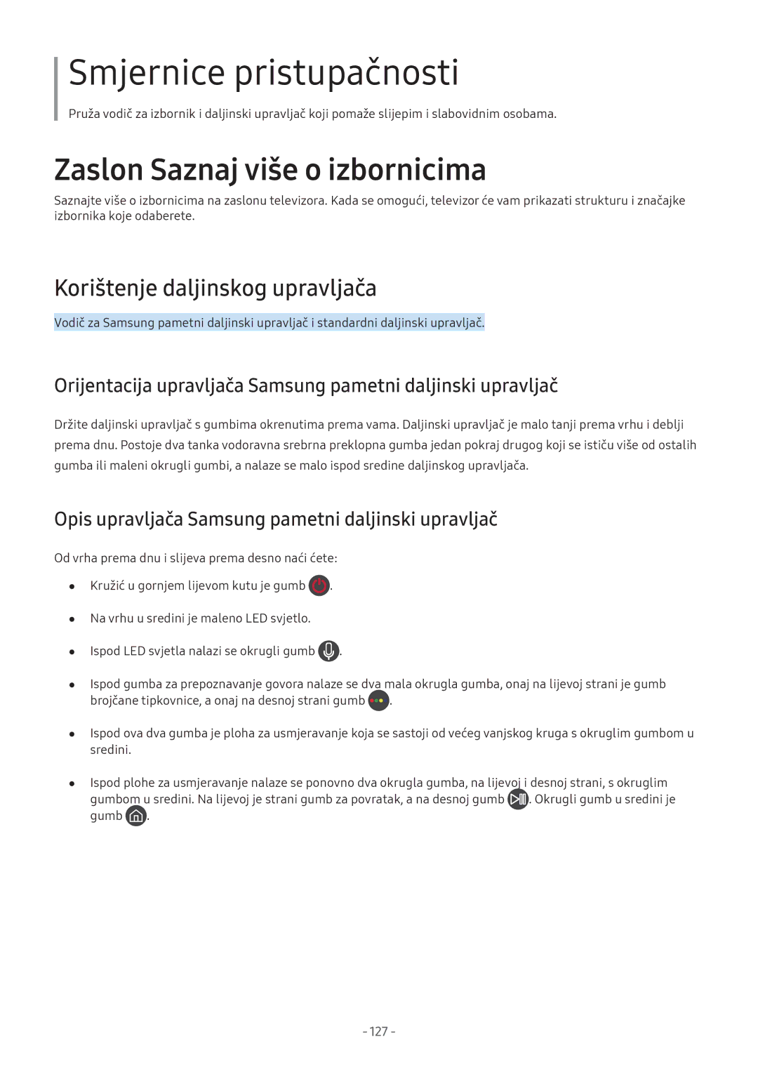 Samsung UE43M5522AKXXH manual Korištenje daljinskog upravljača, Orijentacija upravljača Samsung pametni daljinski upravljač 