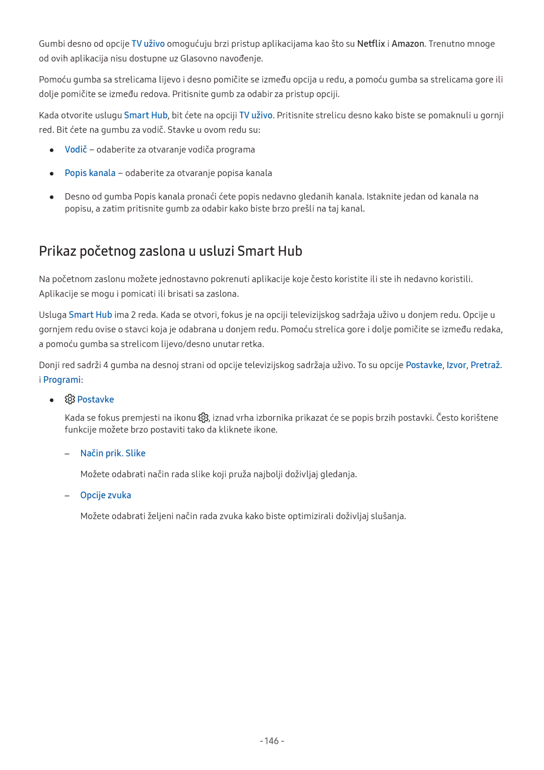 Samsung UE43M5522AKXXH, UE32M5522AKXXH, UE32M5572AUXXH manual Prikaz početnog zaslona u usluzi Smart Hub, Programi Postavke 