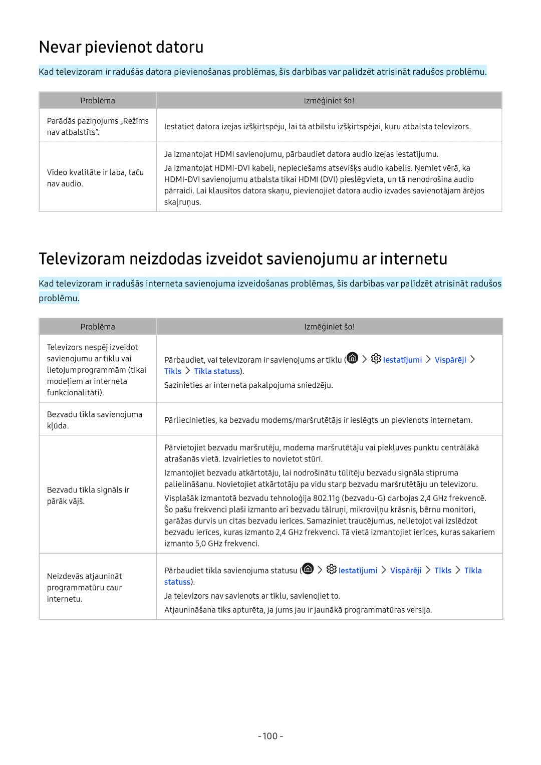 Samsung UE49M5502AKXXH, UE43M5522AKXXH Nevar pievienot datoru, Televizoram neizdodas izveidot savienojumu ar internetu 