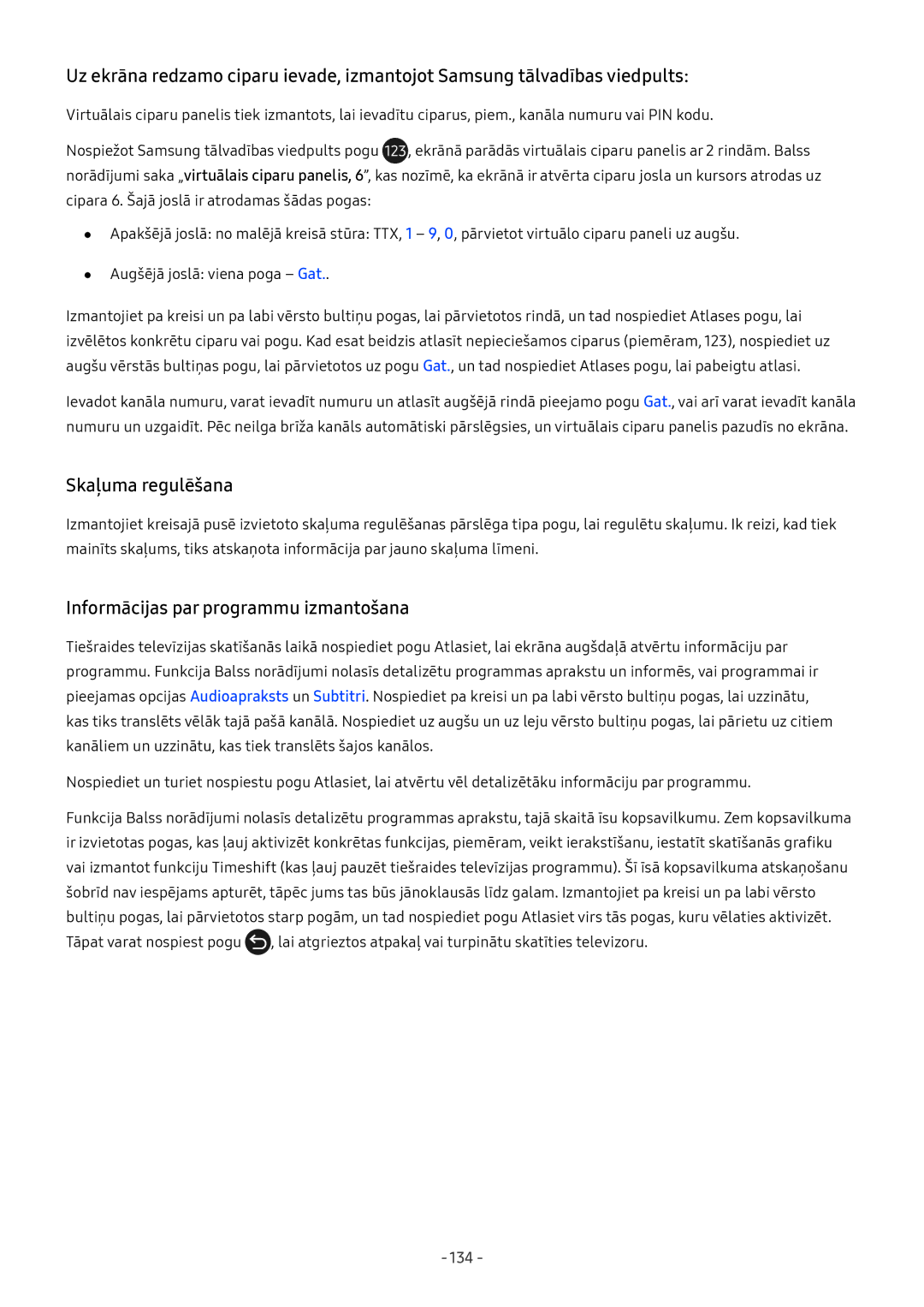 Samsung UE43M5502AKXXH, UE43M5522AKXXH, UE32M5522AKXXH manual Skaļuma regulēšana, Informācijas par programmu izmantošana 