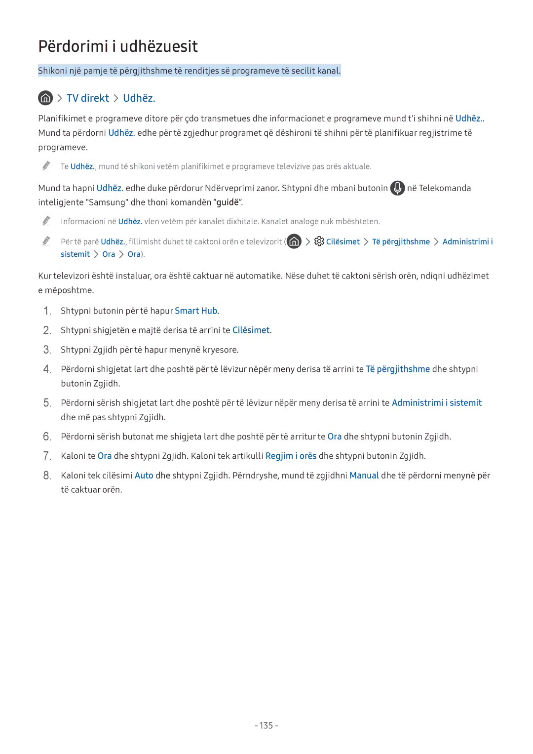 Samsung UE32M5622AKXXH, UE43M5522AKXXH, UE32M5522AKXXH, UE55M5672AUXXH, UE32M5672AUXXH manual Përdorimi i udhëzuesit, 135 