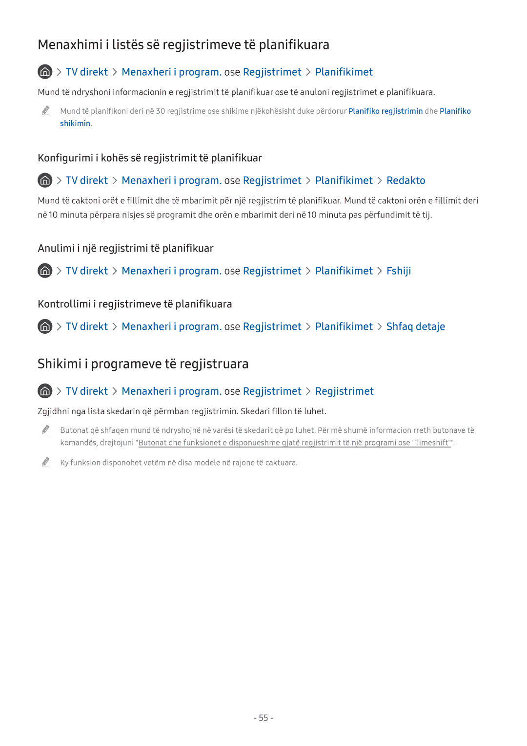 Samsung UE32M5622AKXXH manual Menaxhimi i listës së regjistrimeve të planifikuara, Shikimi i programeve të regjistruara 