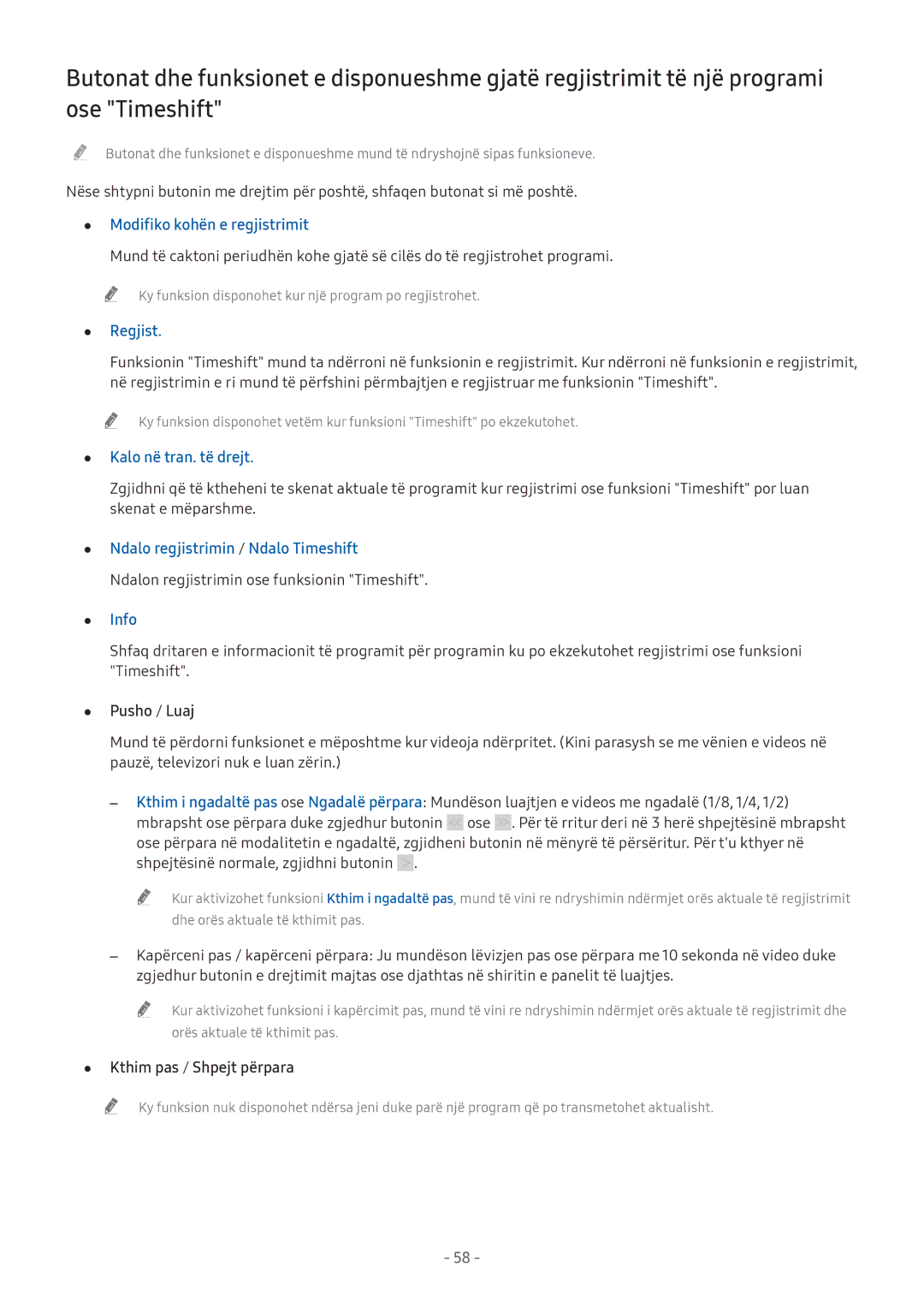 Samsung UE43M5522AKXXH, UE32M5522AKXXH, UE55M5672AUXXH Modifiko kohën e regjistrimit, Regjist, Kalo në tran. të drejt, Info 