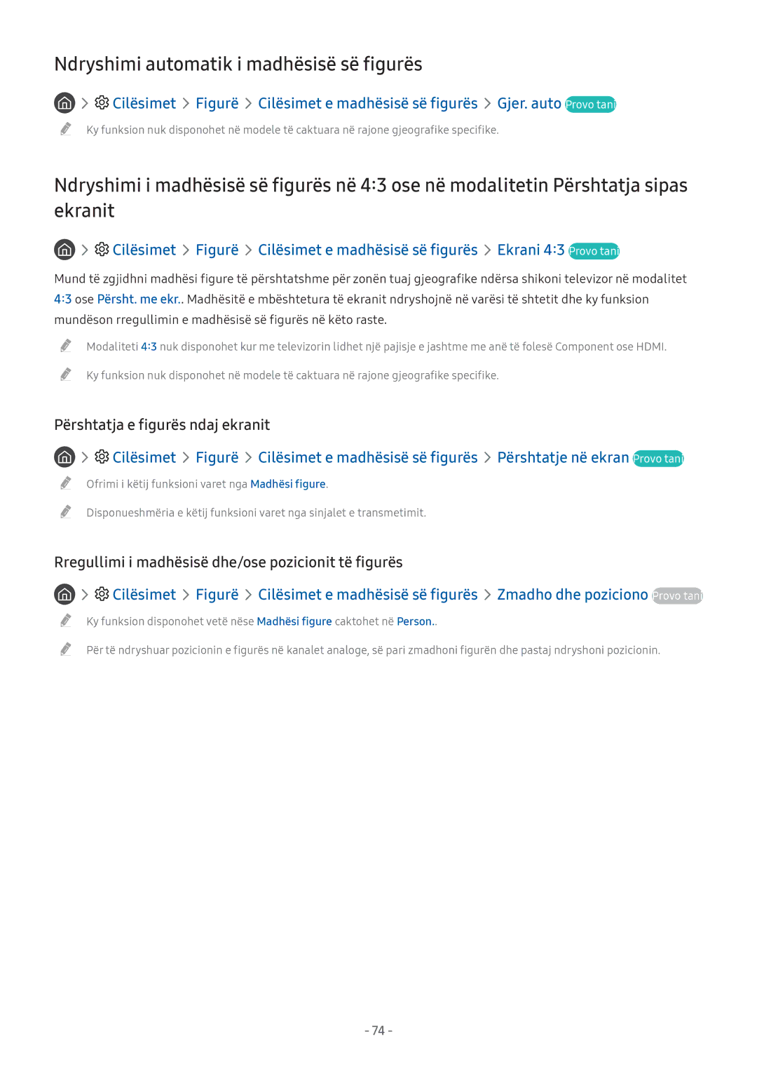 Samsung UE43M5522AKXXH, UE32M5522AKXXH manual Ndryshimi automatik i madhësisë së figurës, Përshtatja e figurës ndaj ekranit 