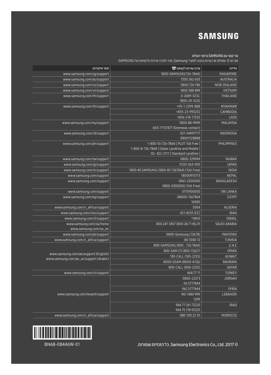 Samsung UE43MU7000UXSQ, UE40MU7000UXSQ, UE75MU7000UXSQ, UE50MU7000UXSQ, UE55MU7000UXSQ manual םלועה יבחרב Samsung םע רשק רוצ 