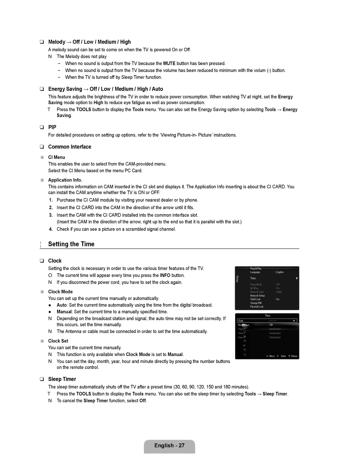 Samsung UE40B7090WWXZG, UE46B7090WWXZG manual Setting the Time 