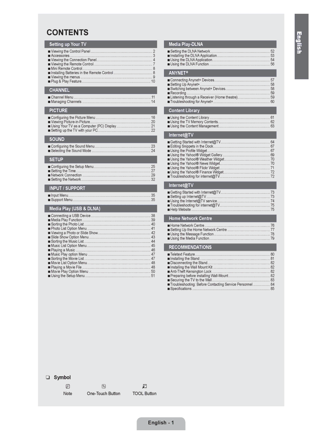 Samsung UE40B7090WWXZG, UE46B7090WWXZG manual Contents 