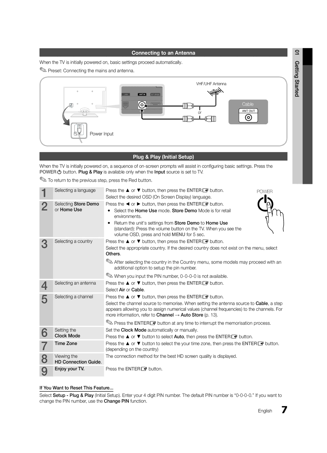 Samsung UE40C5100QWXXC, UE46C5100QWXZG, UE32C5100QWXZG, UE40C5100QWXZG, UE37C5100QWXZG manual Connecting to an Antenna 