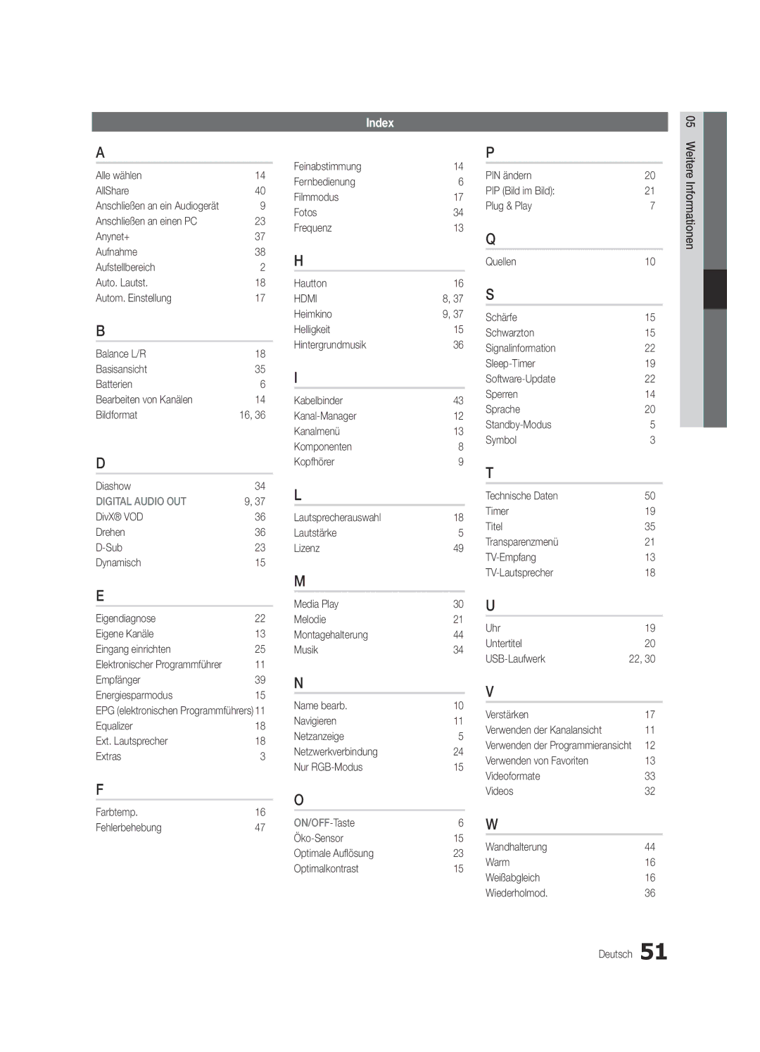 Samsung UE37C5100QWXZG, UE46C5100QWXZG, UE40C5100QWXXN, UE32C5100QWXXN manual Alle wählen AllShare, Empfänger Energiesparmodus 