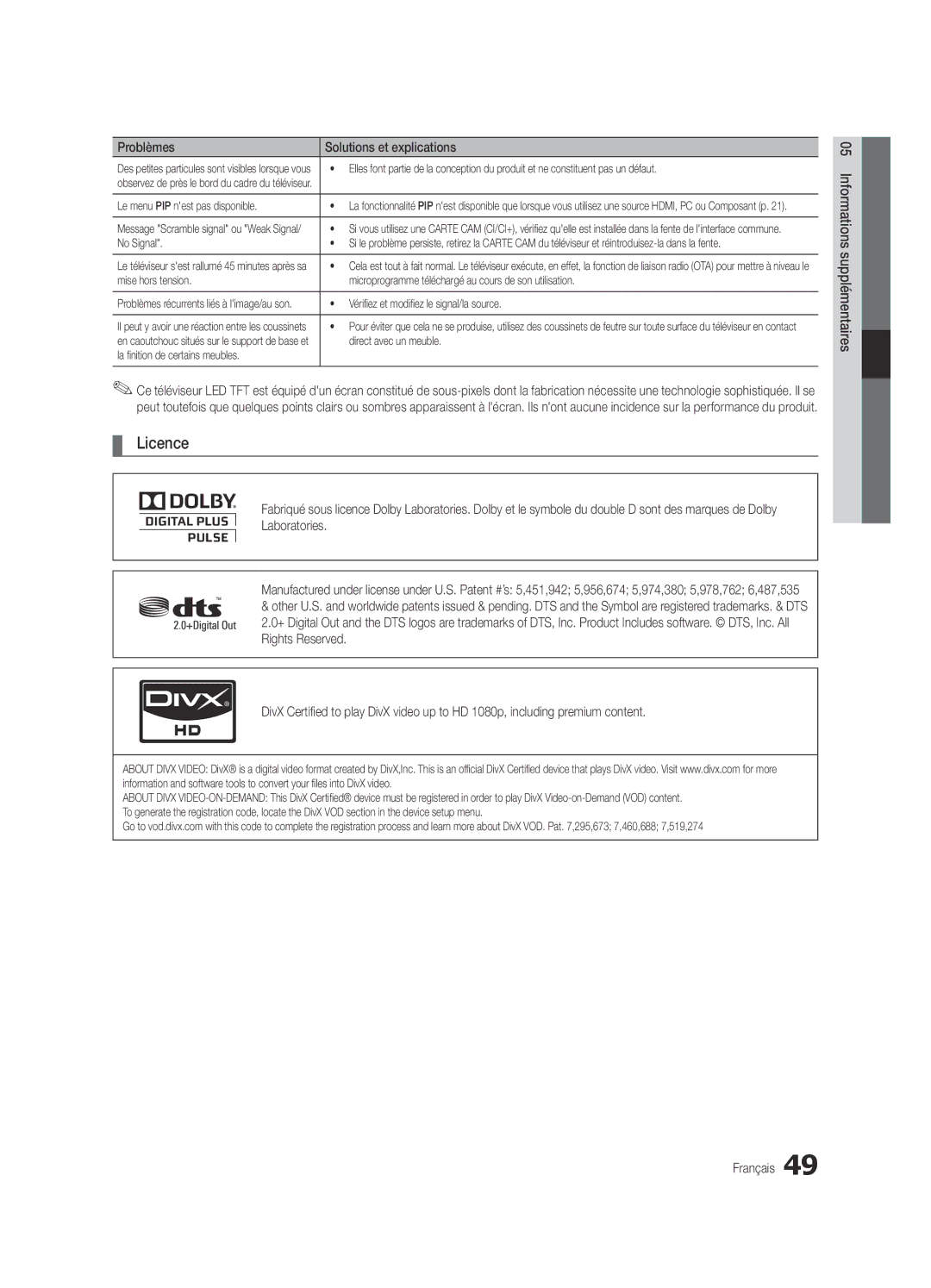 Samsung UE37C5100QWXZG manual Le menu PIP nest pas disponible, No Signal, Vérifiez et modifiez le signal/la source 