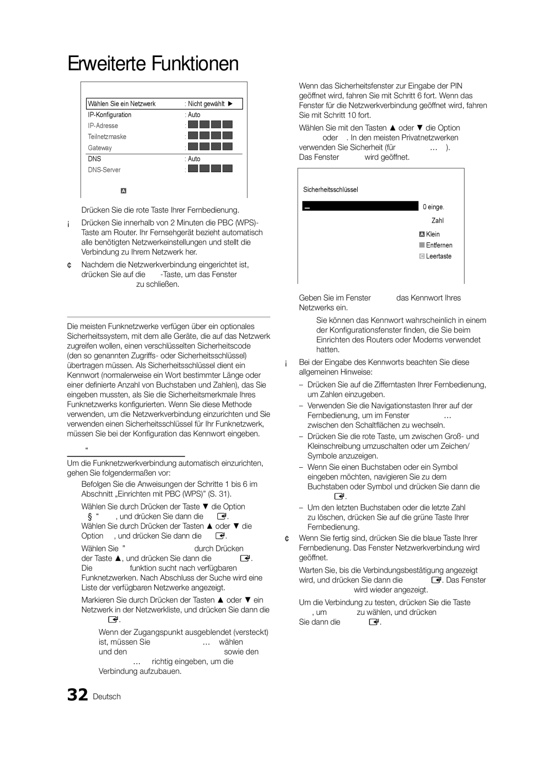 Samsung UE40C6730USXZF, UE46C6740SSXXN Drücken Sie die rote Taste Ihrer Fernbedienung, Sicherheitsschlüssel Einge, Klein 