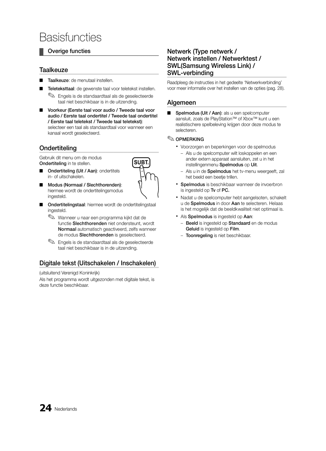 Samsung UE37C6700USXXN, UE46C6740SSXXN manual Taalkeuze, Ondertiteling, Digitale tekst Uitschakelen / Inschakelen, Algemeen 