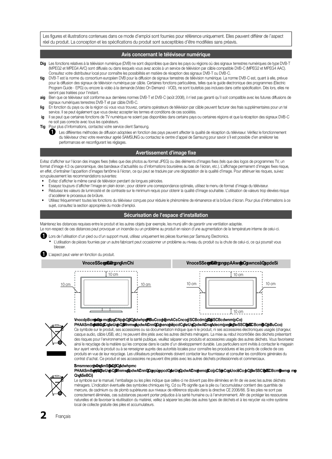 Samsung UE40C6710USXXN, UE46C6740SSXXN manual Sécurisation de l’espace d’installation, Installation avec un pied, Français 