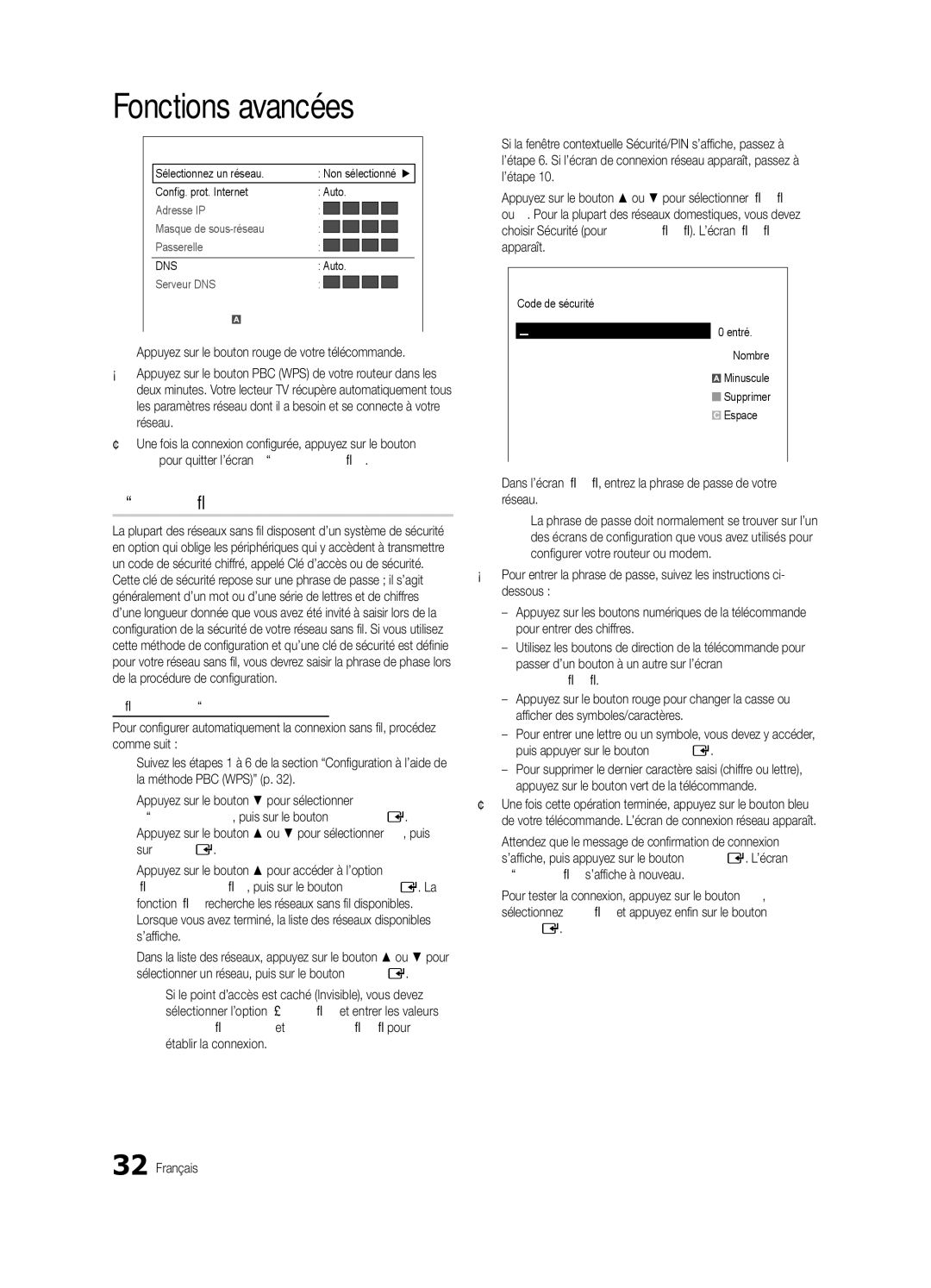 Samsung UE40C6730USXZF, UE46C6740SSXXN, UE46C6700USXXN, UE40C6710USXXN manual Code de sécurité Entré ~9 Nombre, Espace 