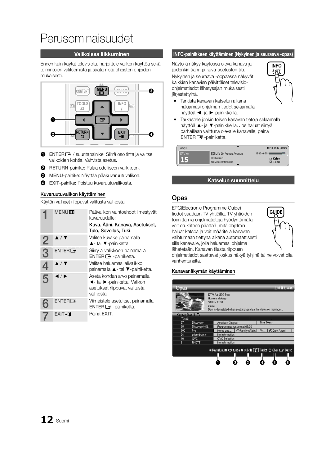 Samsung UE37C6825USXXE, UE46C6820USXZG, UE46C6800USXZG, UE46C6820USXZF, UE32C6825USXXE manual Opas, Katselun suunnittelu 