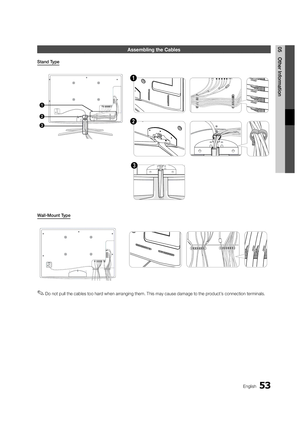 Samsung UE46C6900VQXZT manual Assembling the Cables 