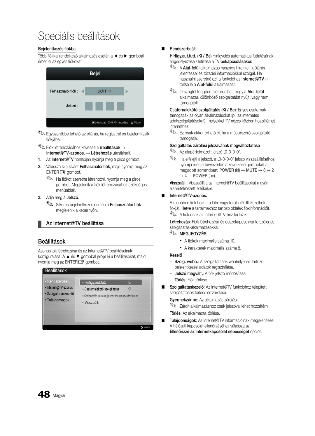 Samsung UE46C6905VSXXE, UE46C6990VSXZG, UE40C6900VSXXC, UE55C6900VSXXH manual Az Internet@TV beállítása, Bejel, Beállítások 