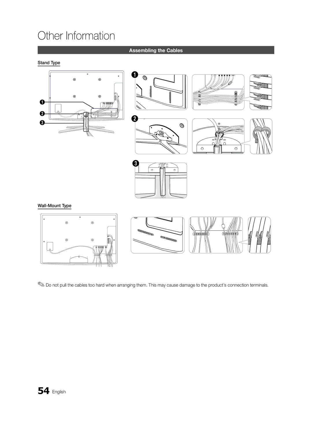 Samsung UE46C7000WWXRU, UE46C7000WWXBT, UE40C7000WWXBT, UE40C7000WWXRU manual Assembling the Cables 