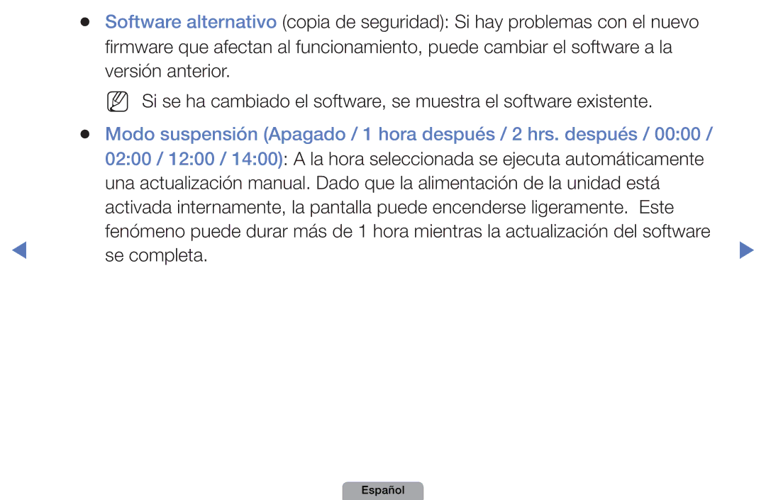 Samsung UE22D5010NWXBT, UE46D5000PWXZG manual Modo suspensión Apagado / 1 hora después / 2 hrs. después, Se completa 