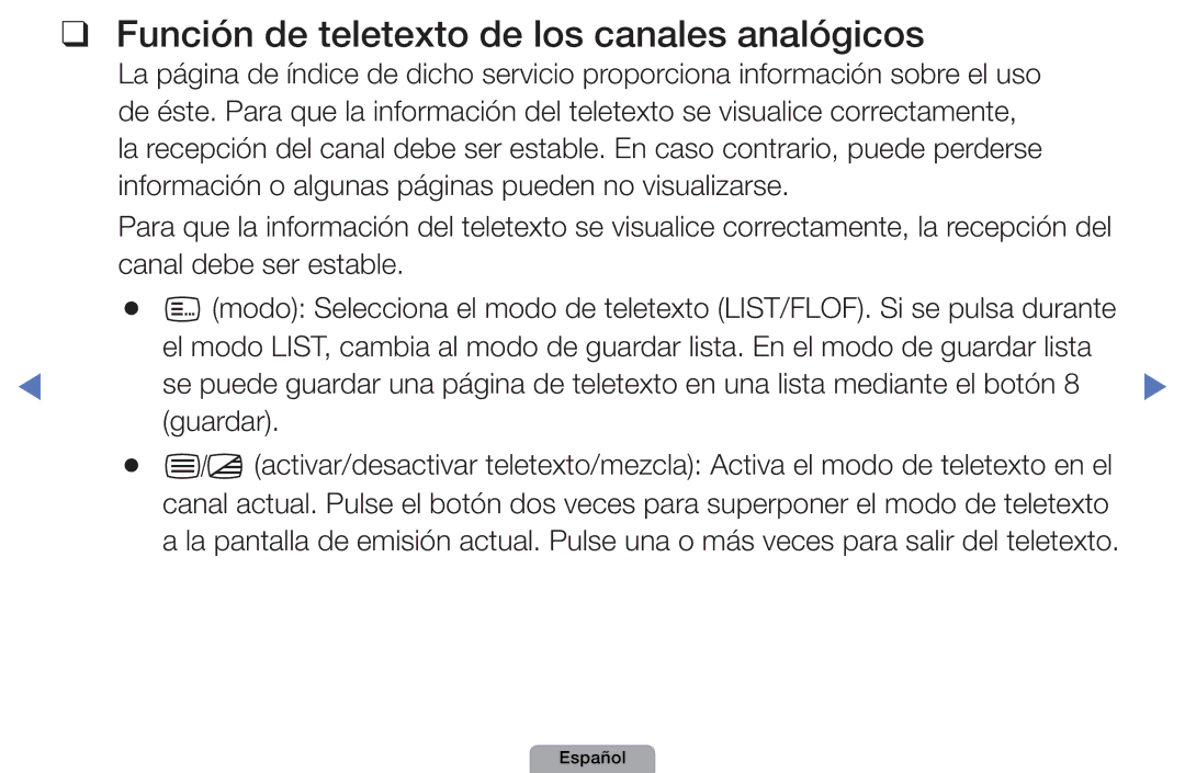 Samsung UE40D5000PWXXC, UE46D5000PWXZG manual Función de teletexto de los canales analógicos, Canal debe ser estable 