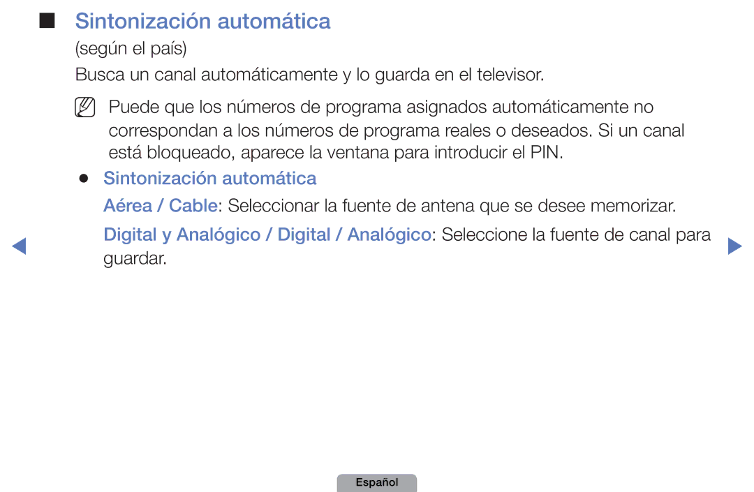 Samsung UE22D5020NWXXC, UE46D5000PWXZG, UE22D5010NWXZG, UE40D5000PWXXH, UE27D5010NWXXC manual Sintonización automática, Guardar 