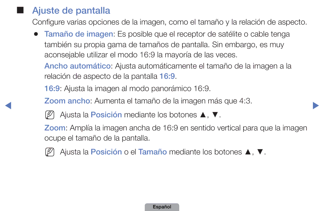 Samsung UE32D4000NWXXC, UE46D5000PWXZG, UE22D5010NWXZG, UE40D5000PWXXH, UE27D5010NWXXC, UE32D4010NWXXC manual Ajuste de pantalla 