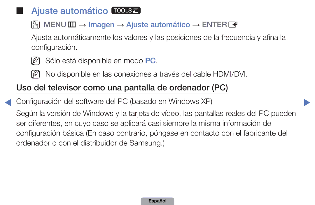 Samsung UE32D5800VWXXC, UE46D5000PWXZG, UE22D5010NWXZG Ajuste automático t, OOMENUm → Imagen → Ajuste automático → Entere 