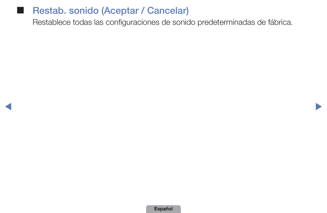 Samsung UE32D4010NWXXC, UE46D5000PWXZG, UE22D5010NWXZG, UE40D5000PWXXH, UE27D5010NWXXC manual Restab. sonido Aceptar / Cancelar 