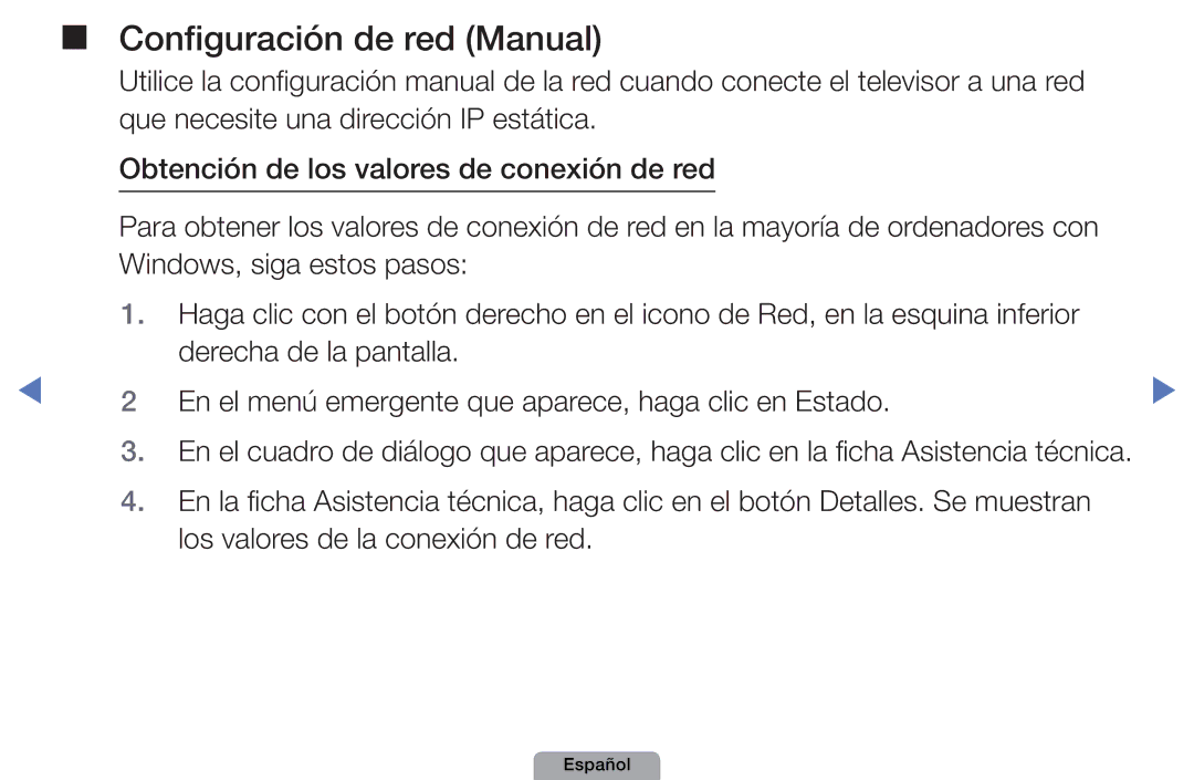 Samsung UE22D5010NWXXC, UE46D5000PWXZG, UE22D5010NWXZG, UE40D5000PWXXH, UE27D5010NWXXC manual Configuración de red Manual 