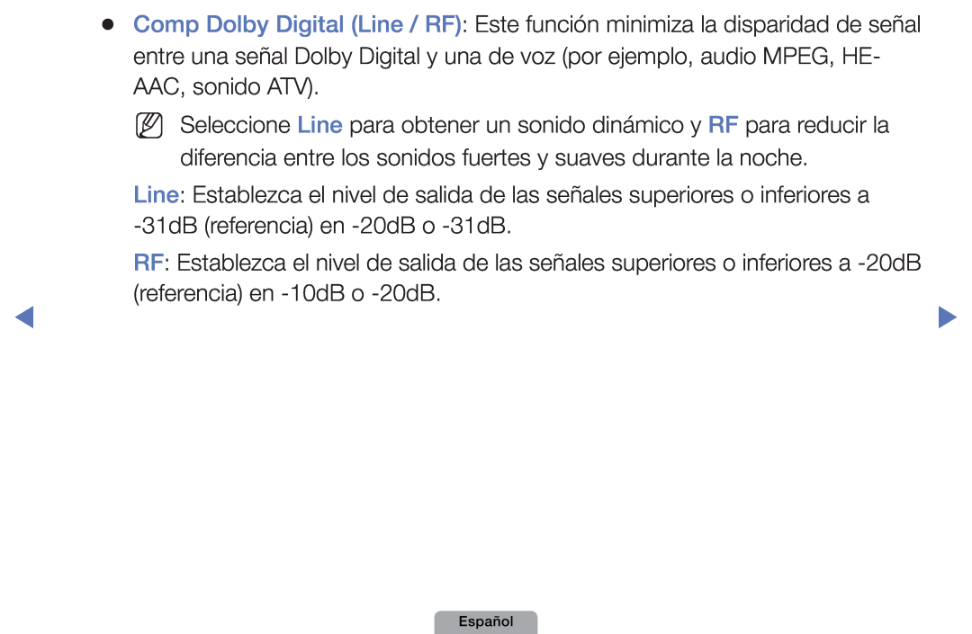 Samsung UE22D5010NWXZG, UE46D5000PWXZG manual entre una señal Dolby Digital y una de voz por ejemplo, audio MPEG, HE 