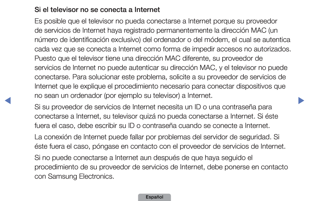 Samsung UE40D5000PWXXC, UE46D5000PWXZG, UE22D5010NWXZG, UE40D5000PWXXH manual Si el televisor no se conecta a Internet 