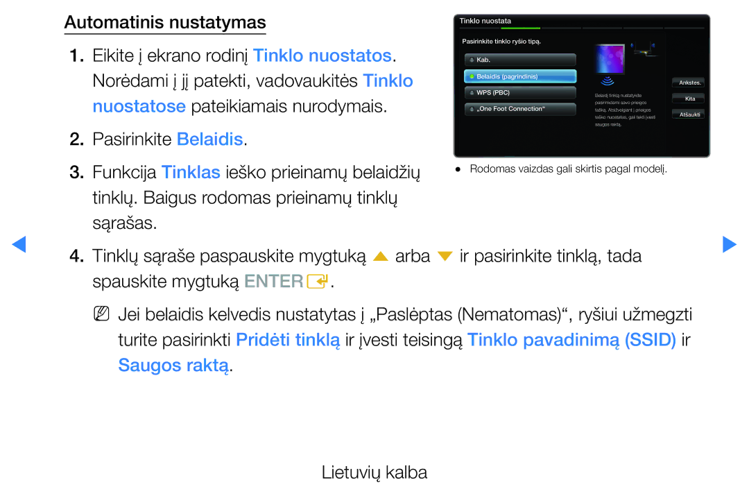 Samsung UE46D5500RWXXH, UE40D5500RWXXH, UE32D5500RWXXH Pasirinkite Belaidis, Funkcija Tinklas ieško prieinamų belaidžių 