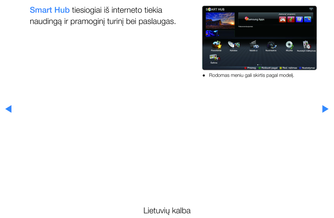 Samsung UE40D5500RWXXH, UE46D5500RWXXH, UE32D5500RWXXH, UE37D5500RWXXH Prisireg. b Rūšiuoti pagal Red. režimas Nustatymai 