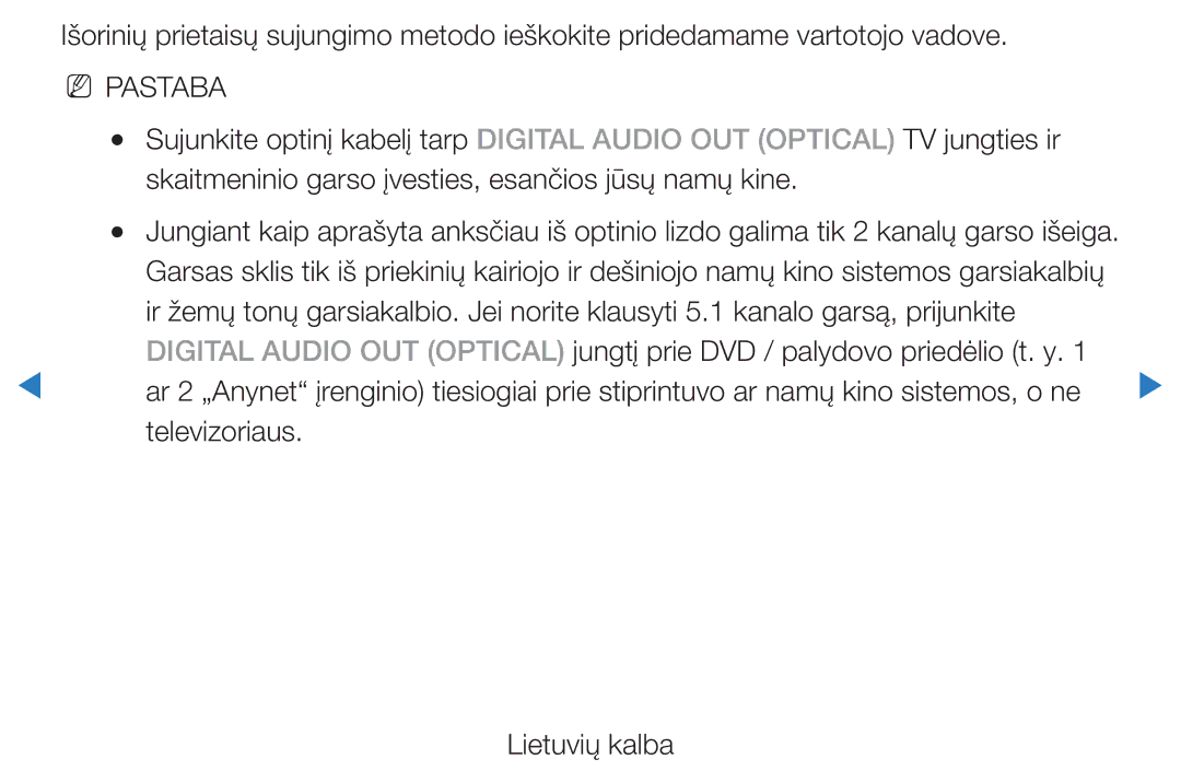 Samsung UE27D5000NWXBT, UE46D5500RWXXH, UE40D5500RWXXH, UE32D5500RWXXH, UE37D5500RWXXH manual Televizoriaus Lietuvių kalba 