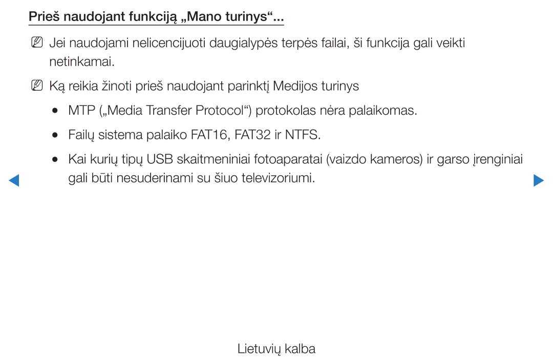 Samsung UE32D5500RWXXH, UE46D5500RWXXH, UE40D5500RWXXH manual Gali būti nesuderinami su šiuo televizoriumi Lietuvių kalba 