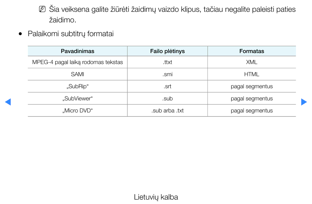 Samsung UE40D5500RWXXH, UE46D5500RWXXH, UE32D5500RWXXH, UE37D5500RWXXH, UE27D5000NWXBT Pavadinimas Failo plėtinys Formatas 