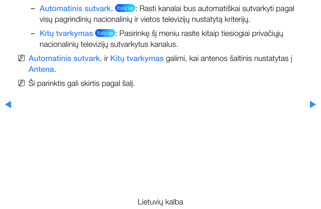 Samsung UE32D5500RWXXH, UE46D5500RWXXH, UE40D5500RWXXH manual NN Ši parinktis gali skirtis pagal šalį Lietuvių kalba 