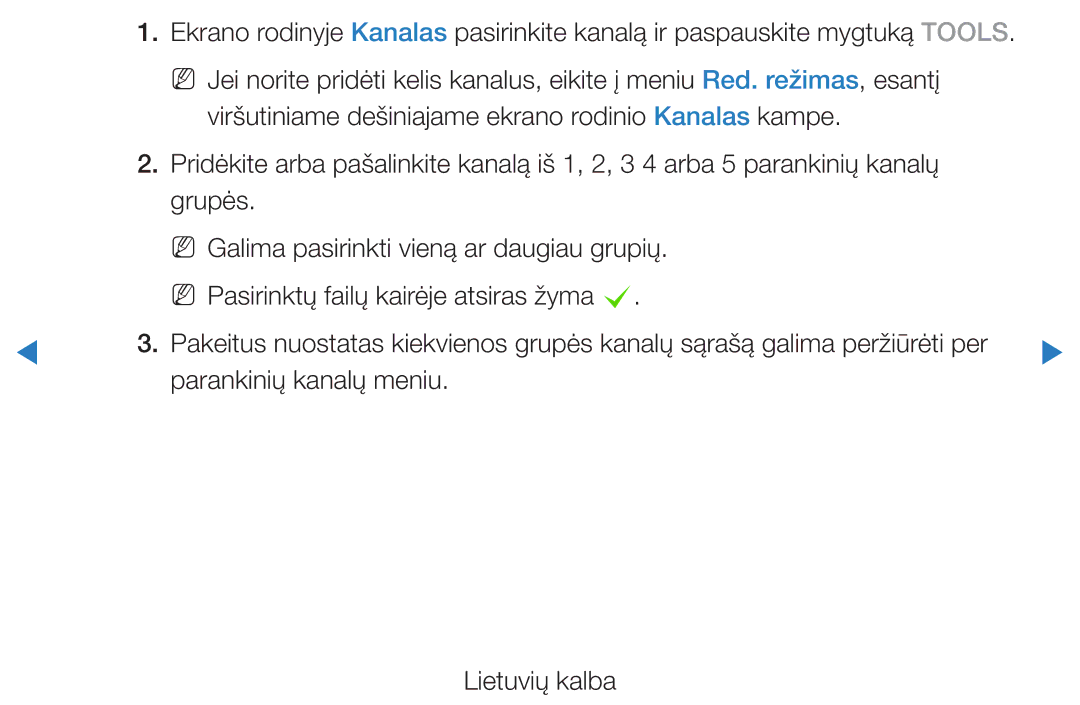 Samsung UE37D5500RWXXH, UE46D5500RWXXH, UE40D5500RWXXH, UE32D5500RWXXH, UE27D5000NWXBT Parankinių kanalų meniu Lietuvių kalba 