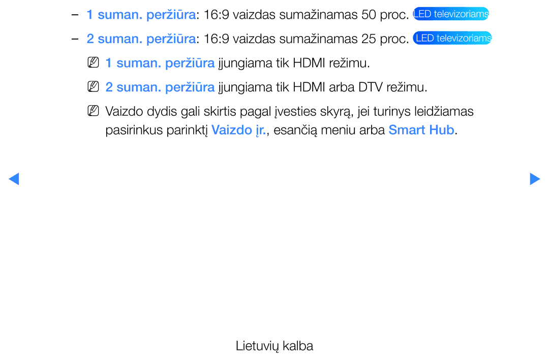 Samsung UE32D5500RWXXH, UE46D5500RWXXH, UE40D5500RWXXH manual NN 2 suman. peržiūra įjungiama tik Hdmi arba DTV režimu 